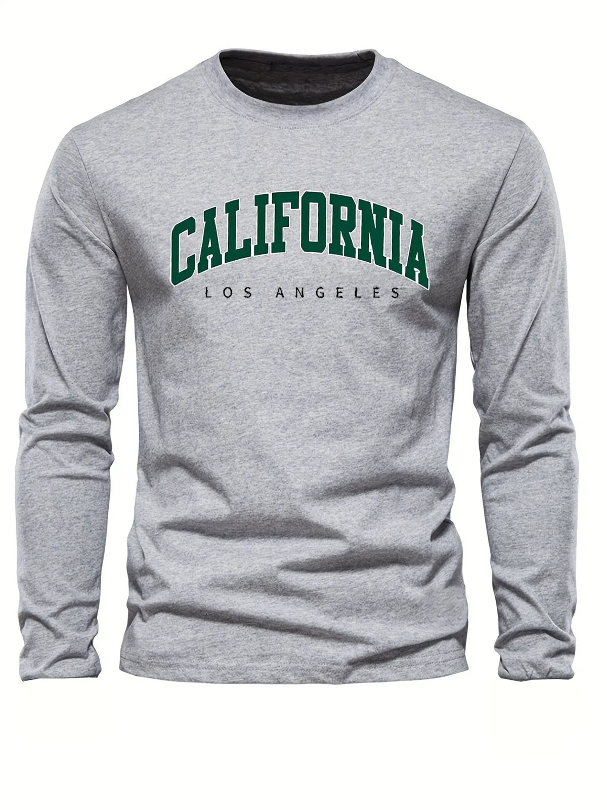 100% Pure Cotton Men's Long Sleeved Round Neck Loose Casual California Letter Printed Spring and Autumn Versatile T-Shirt Top