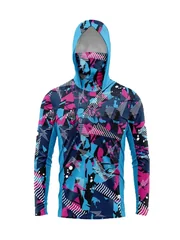 Fishing Shirts for Men Long Sleeve Beach Tops Outdoor UV Clothing Hooded Coat Breathable Fish Hoodies with Mask