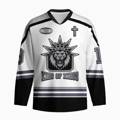 Men's New Oversized Environmentally Friendly Full Printed Long Sleeved Shirt, God Bless You, Ice Hockey Printed Jersey