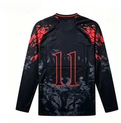 Black demon silhouette 3D printed quick drying long sleeved T-shirt, fashionable and versatile unisex top