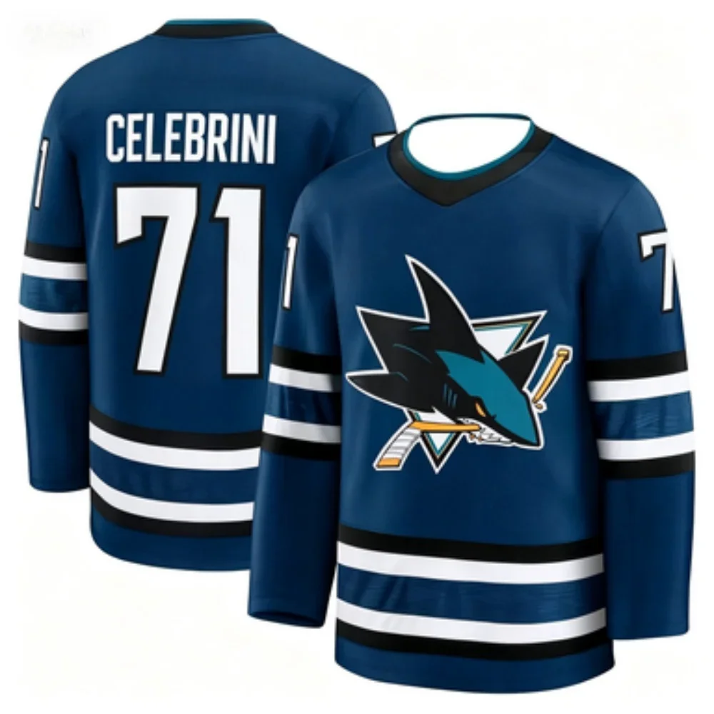 Professional Ice Hockey Jersey No.71 Long-sleeve Game Training Uniform Breathable Comfortable Sports Shirt Unisex