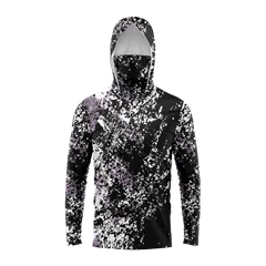UPF50+ Sun‑Protective Men Fishing Hoodie Colorful Camouflage Pattern Face Gaiter Quick Dry Long Sleeve Outdoor Fishing Tee