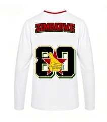 Zimbabwe unisex V-neck long sleeved shirt with breathable and quick drying design, versatile and stylish print design