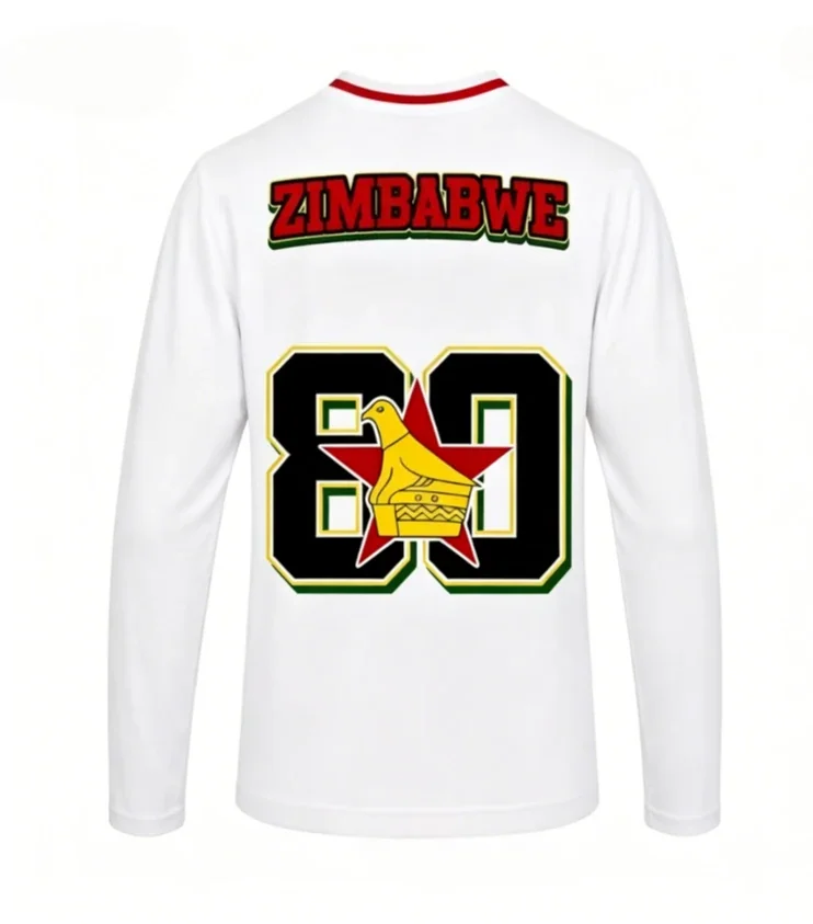 Zimbabwe unisex V-neck long sleeved shirt with breathable and quick drying design, versatile and stylish print design