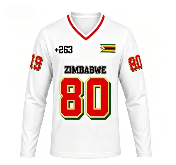 Zimbabwe unisex V-neck long sleeved shirt with breathable and quick drying design, versatile and stylish print design