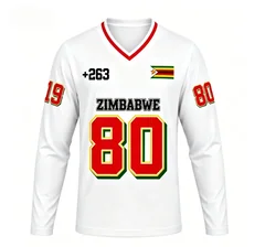 Zimbabwe unisex V-neck long sleeved shirt with breathable and quick drying design, versatile and stylish print design