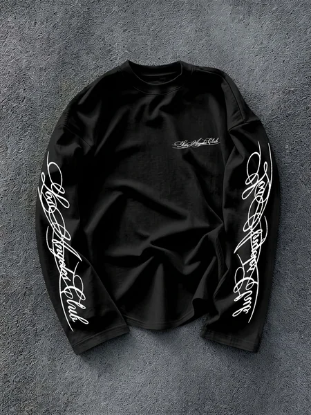 Men'S Regular Spring Autumn Long Sleeve Pattern Print Long Sleeve T-Shirt, Outdoor Sports Casual Long Sleeve Top