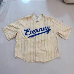 Embroidered Large Letter Saint Short Sleeve Vertical Stripe V-neck Size 42 Baseball Jersey Men Street Single Breasted Cardigan