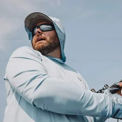 MALFC Fishing Apparel Men Hood Fishing Shirt Long Sleeve Fishing T Shirt UV Protection