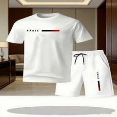 2026 popular men's casual T-shirt and shorts two-piece set men's short sleeved loose breathable sports suit