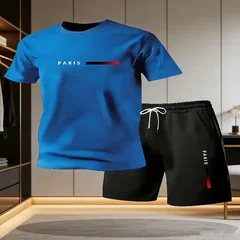 2026 popular men's casual T-shirt and shorts two-piece set men's short sleeved loose breathable sports suit