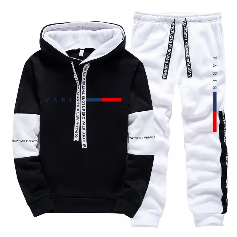 Men's Set/Hoodie/Pants Paris Fashion Autumn Winter Casual Sports Hooded Pullover & Sweatpants Outdoor Street Comfort Sportswear