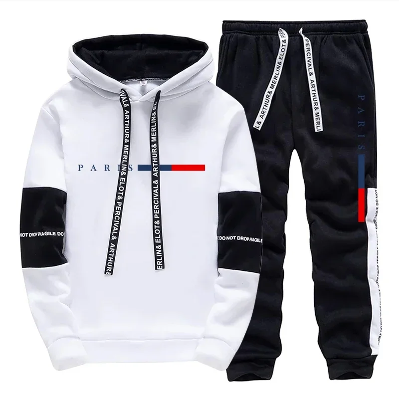 Men's Set/Hoodie/Pants Paris Fashion Autumn Winter Casual Sports Hooded Pullover & Sweatpants Outdoor Street Comfort Sportswear