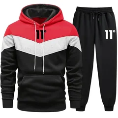 New Men's Tracksuit Casual Tricolor Splice Hoodies Sweatshirts Outdoors Sports Jogging Clothing Autumn Winter Fashion Streetwear