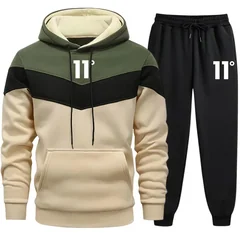 New Men's Tracksuit Casual Tricolor Splice Hoodies Sweatshirts Outdoors Sports Jogging Clothing Autumn Winter Fashion Streetwear
