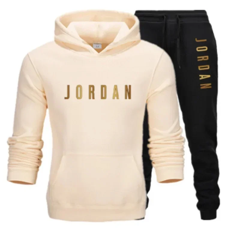 2026Men's printed sports suit hoodie and sweatpants two-piece set suitable for casual sports street wear