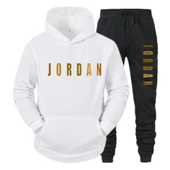 2026Men's printed sports suit hoodie and sweatpants two-piece set suitable for casual sports street wear