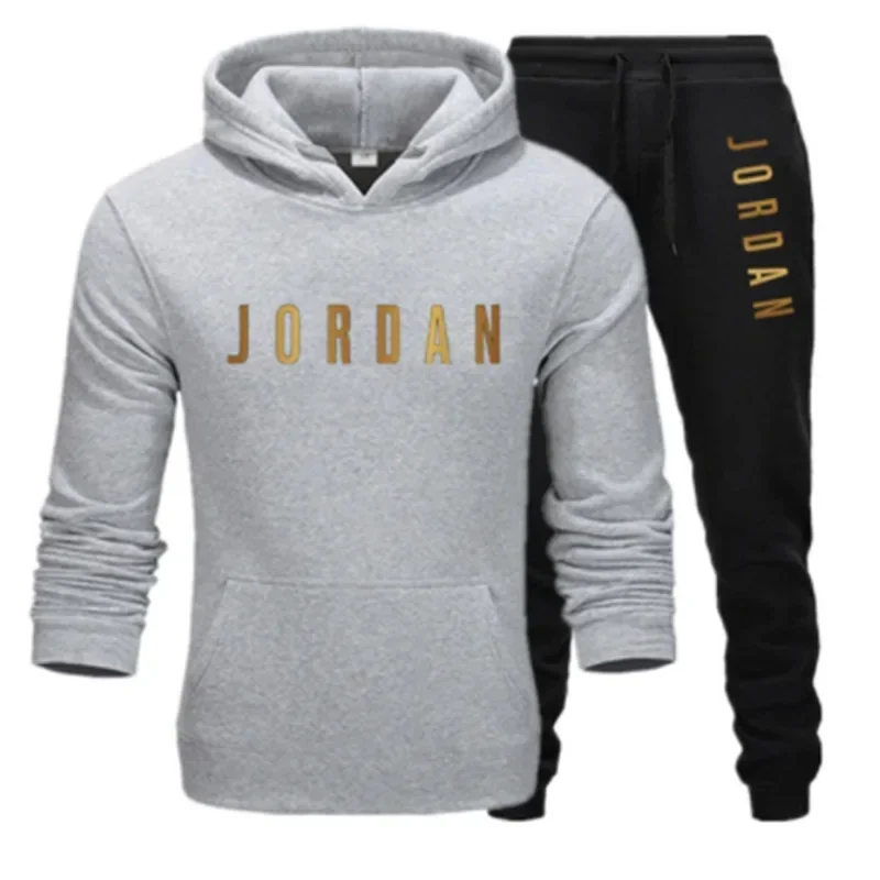 2026Men's printed sports suit hoodie and sweatpants two-piece set suitable for casual sports street wear