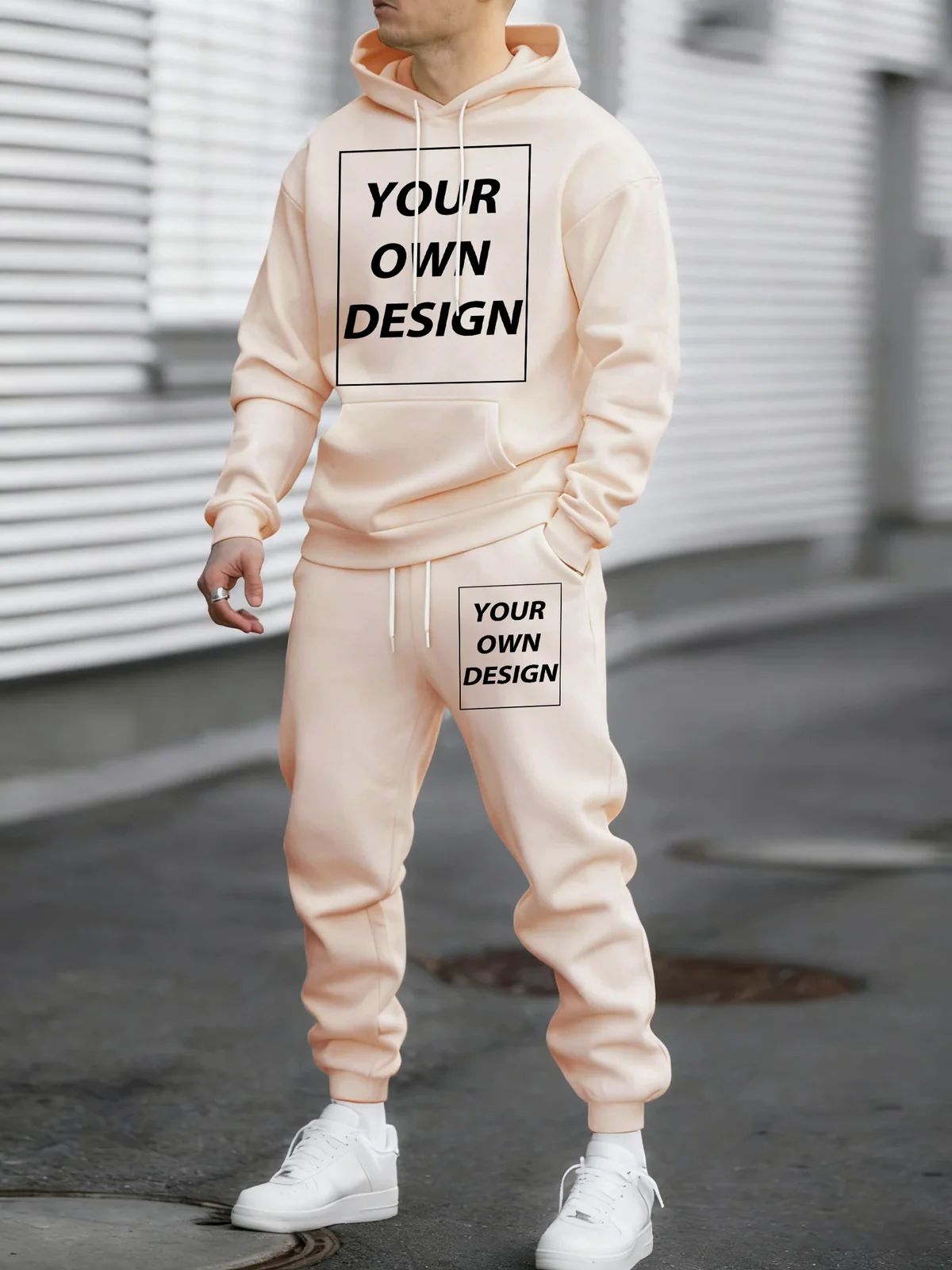 Spring Autumn Hoody Set Customized Logo Pattern Casual Street Fashion Pullovers Bottom Drawstring Sweatpants Sport Loose Clothes