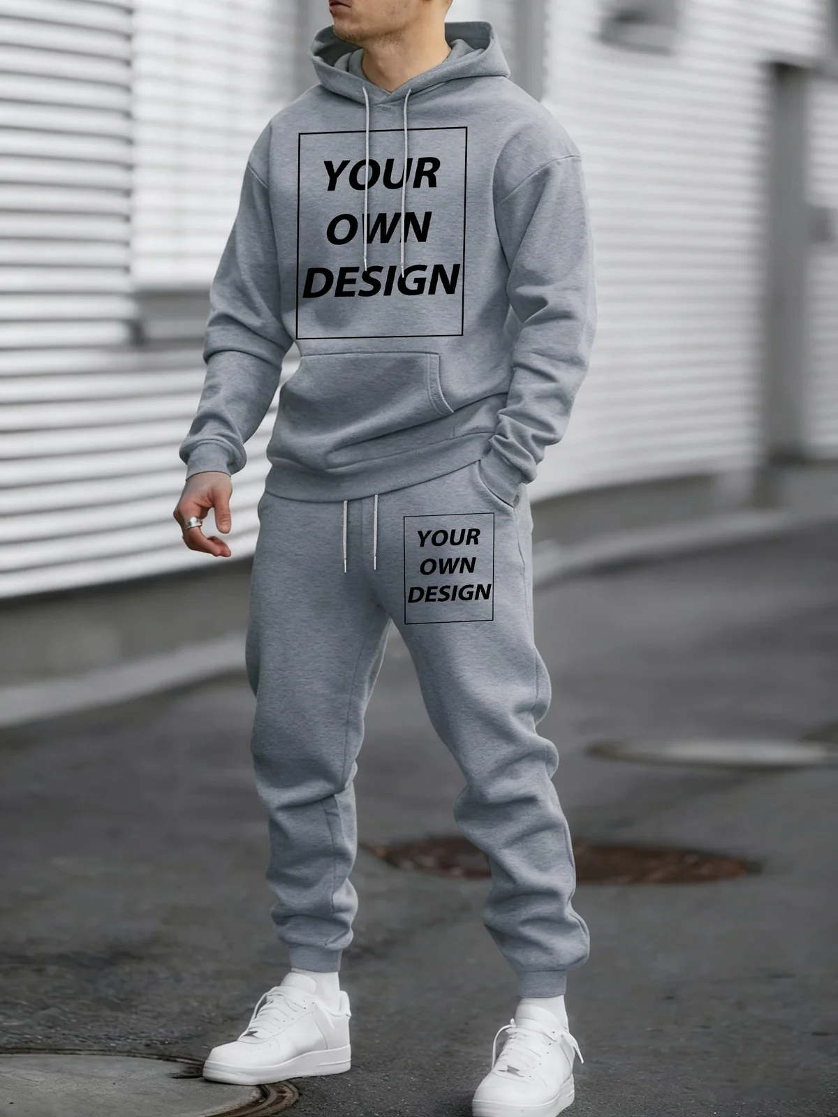 Spring Autumn Hoody Set Customized Logo Pattern Casual Street Fashion Pullovers Bottom Drawstring Sweatpants Sport Loose Clothes