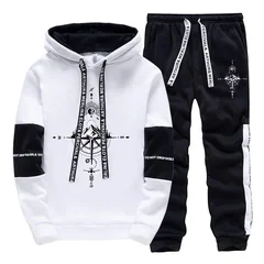 New Autumn Winter Men's Tracksuit Fashion Casual Hooded Sweatshirts Outdoors Sports Jogging Clothing Daily Single Hoodie Pants