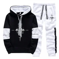 New Autumn Winter Men's Tracksuit Fashion Casual Hooded Sweatshirts Outdoors Sports Jogging Clothing Daily Single Hoodie Pants