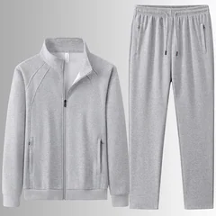 Men's Cotton Set Autumn Winter Jogging Sportswear 2PCS Sport Suit Jacket+Sweatpants Sweatsuit Men Basketball Tracksuit Clothing