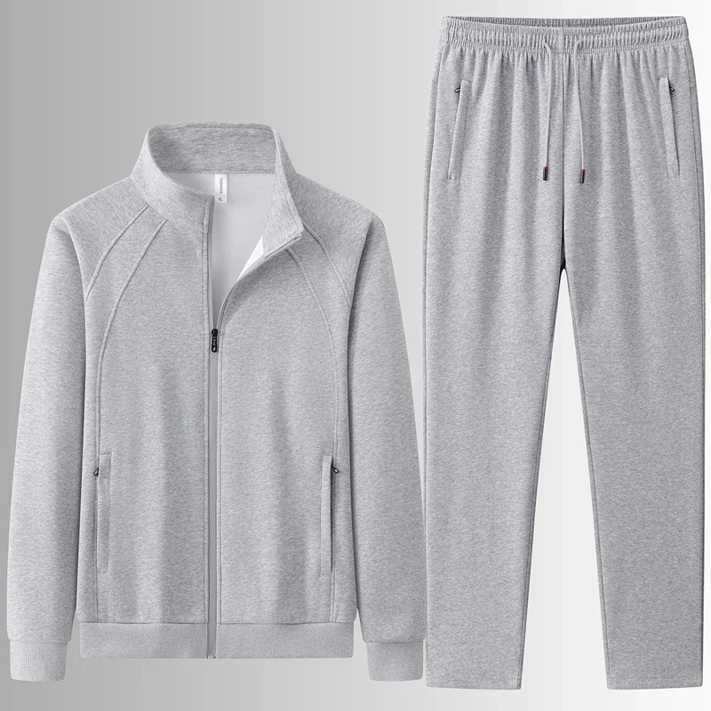 Men's Cotton Set Autumn Winter Jogging Sportswear 2PCS Sport Suit Jacket+Sweatpants Sweatsuit Men Basketball Tracksuit Clothing