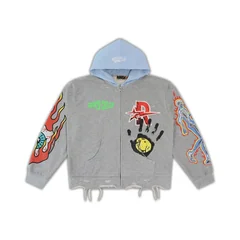 26SS New Rough Play Men's Sets American Style Retro Washed Outdated Trend Skull Print Hoodie Shorts Two Piece Sets