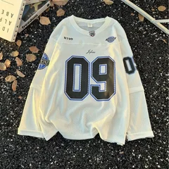 2026 American retro street style 3D letter print V-neck long sleeved T-shirt casual sports top unisex trendy outfit