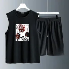 Men's Tank Top Sets 2026 Summer Quick drying clothing set 2 piece set oversize Sportswear sports beach seaside running crewneck
