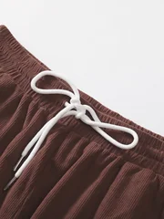 Men's Autumn and Winter Solid Color Long-Sleeve Pocket Shirt with Logo and Casual Pants Set
