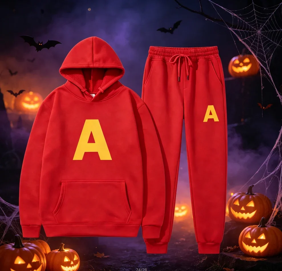 2026 Alvin & Chipmunks Style Sweatshirt Set For Women Men,Cartoon Drop Shoulder Pullover Tops+Pants Matching Outfits Casual