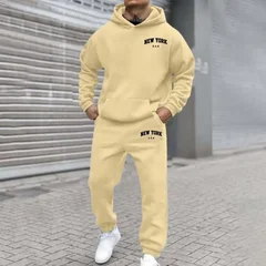 Usa New York City Prints Men Sweatshirt Soft Casual Sport Set Warm Fashion Retro Pants Unisex Autumn Loose Fleece Pullovers