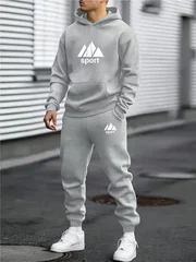 2026 Men 2‑Piece Tracksuit Set Eco‑friendly Soft Fabric Hoodie & Jogger Pants Casual Sportswear Outfit for Men Daily Sports Wear