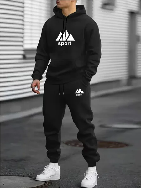 2026 Men 2‑Piece Tracksuit Set Eco‑friendly Soft Fabric Hoodie & Jogger Pants Casual Sportswear Outfit for Men Daily Sports Wear