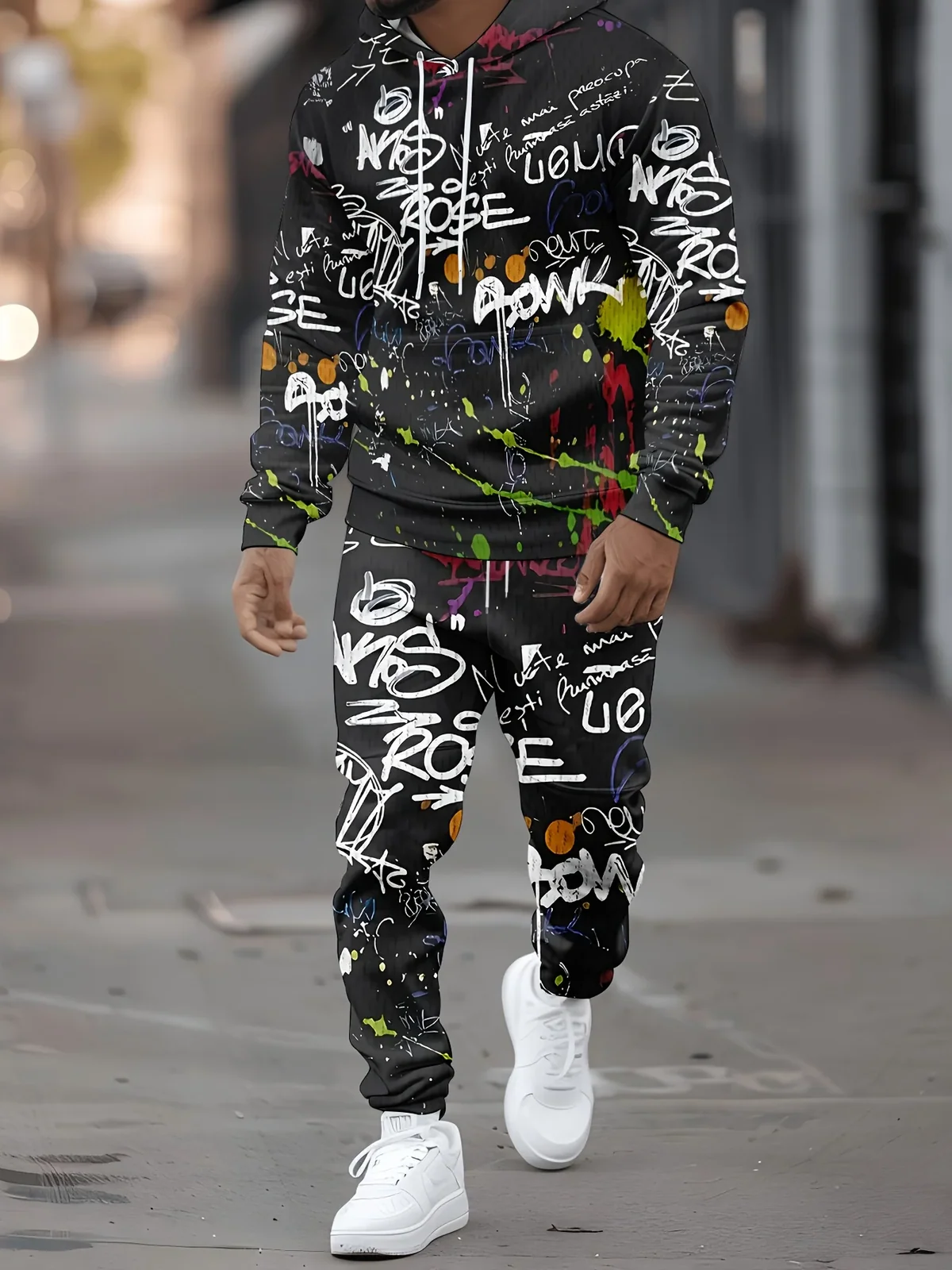 2026 Autumn/Winter Men's Hooded Sweatshirt Set with 3D Printings - Comfortable Soft Casual Fashionable Outdoor Men's Clothing