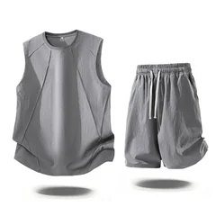 Mens Casual 2 Piece Outfits 2026 Summer Fashion Sleeveless Tank Top and Elastic Waist Shorts Male Daily Wear Athletic Gym Sets