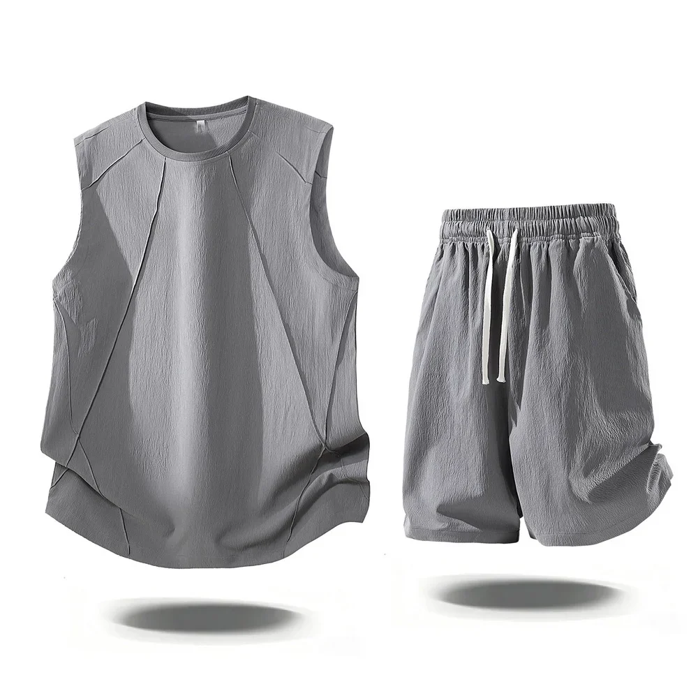 Mens Casual 2 Piece Outfits 2026 Summer Fashion Sleeveless Tank Top and Elastic Waist Shorts Male Daily Wear Athletic Gym Sets