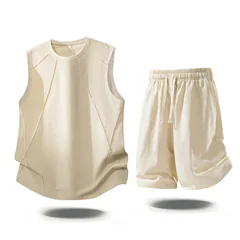 Mens Casual 2 Piece Outfits 2026 Summer Fashion Sleeveless Tank Top and Elastic Waist Shorts Male Daily Wear Athletic Gym Sets