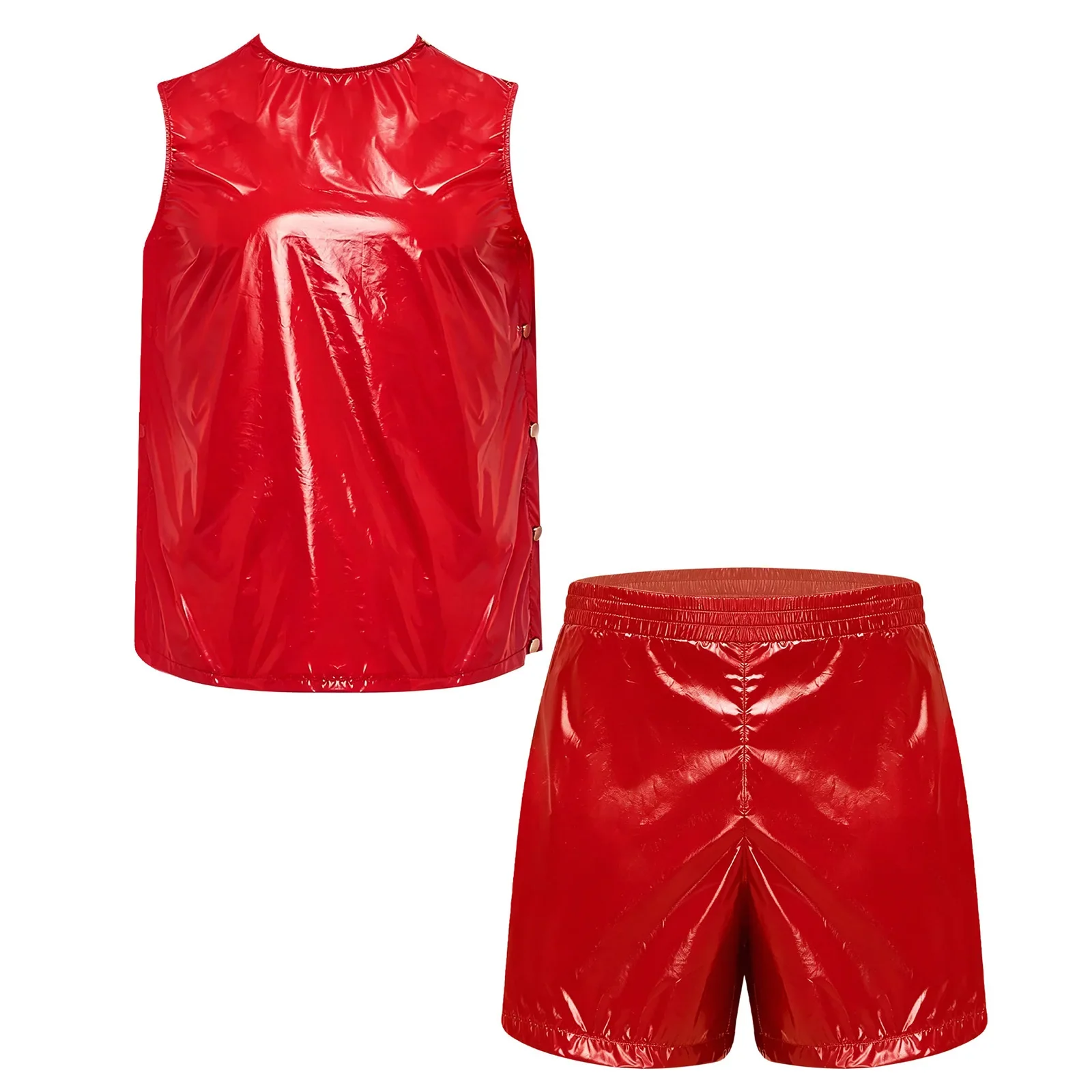 Men Waterproof Sweat 2 Piece Set Tank Top and Side Button Boxer Shorts Adaptive Clothing Quick Dry Breathable for Special Needs