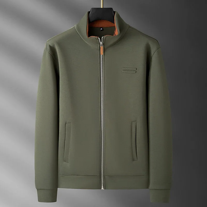 High-End Fashion Autumn and Winter Men's Suits, Luxurious Stand-Up Collar Solid Color Men's Jackets, Sports Casual Men's Sportswear