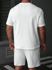 Casual Men's Polo Shirt Set, Soft and Comfortable, Suitable for Hawaiian Beach Activities, Machine Washable and Dry Cleanable, a