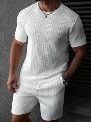 Casual Men's Polo Shirt Set, Soft and Comfortable, Suitable for Hawaiian Beach Activities, Machine Washable and Dry Cleanable, a