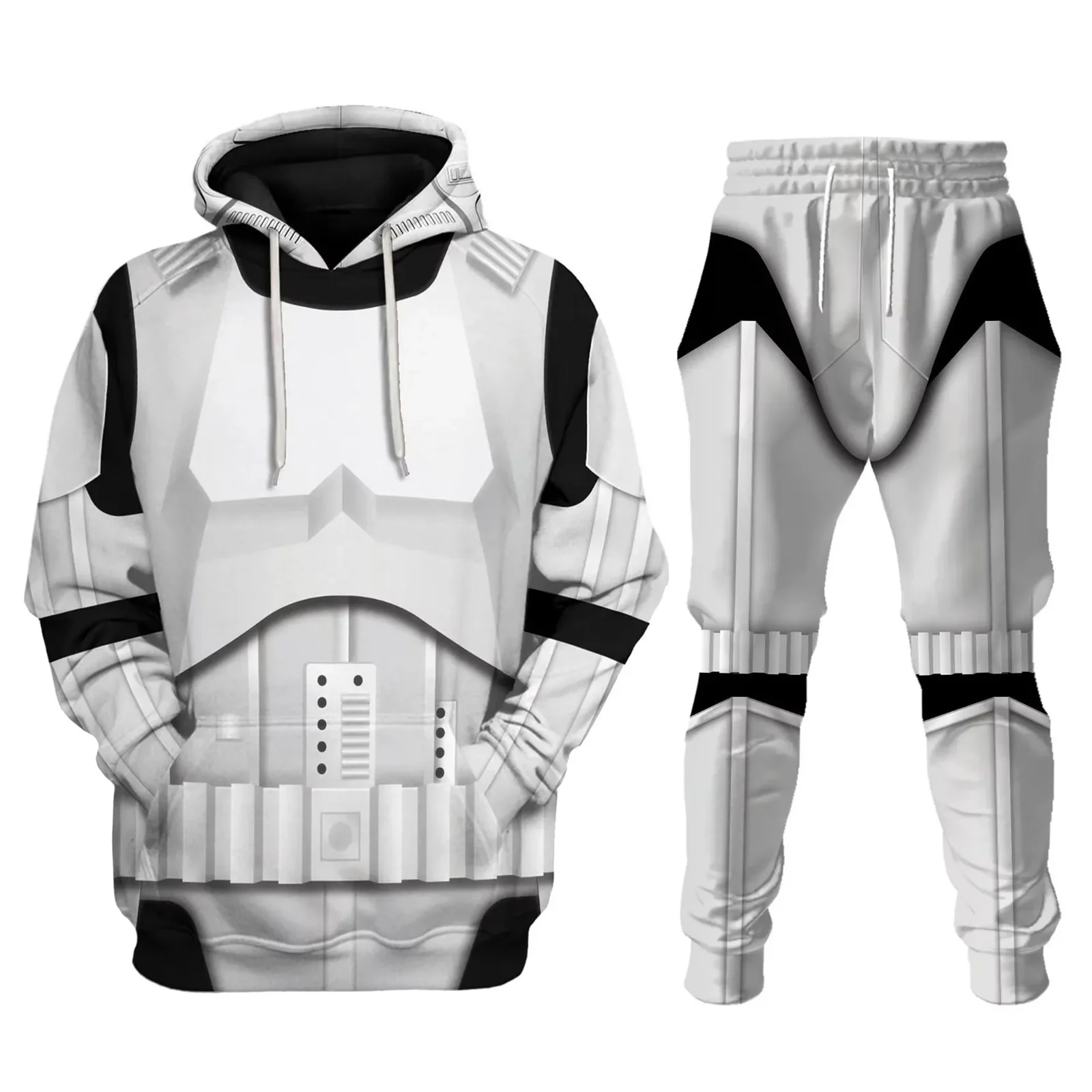 Winter Men's Sweatshirt Set Rider-Print Hooded Set Cosplay Men's Sweatshirt And Sweatpants Fashionable Two-Piece Set