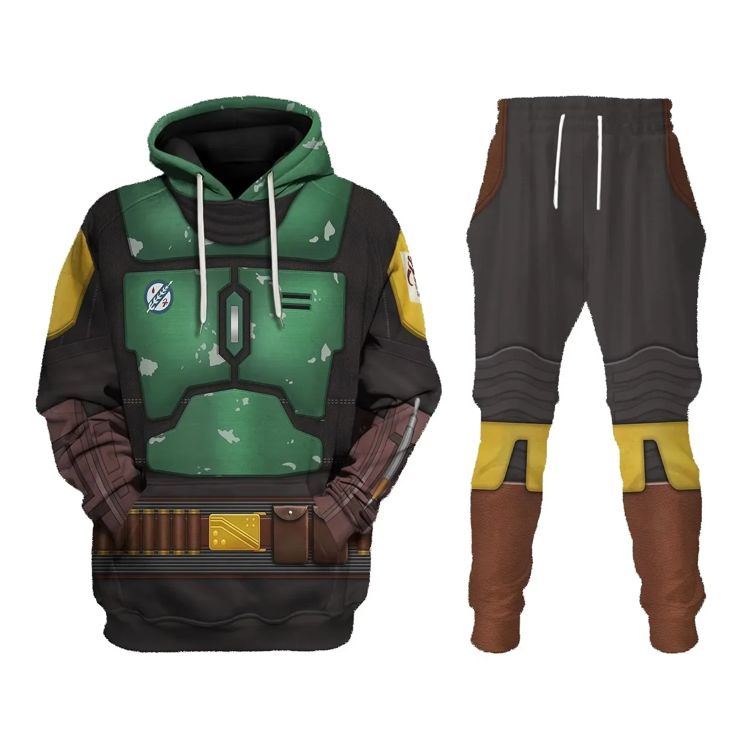 Winter Men's Sweatshirt Set Rider-Print Hooded Set Cosplay Men's Sweatshirt And Sweatpants Fashionable Two-Piece Set