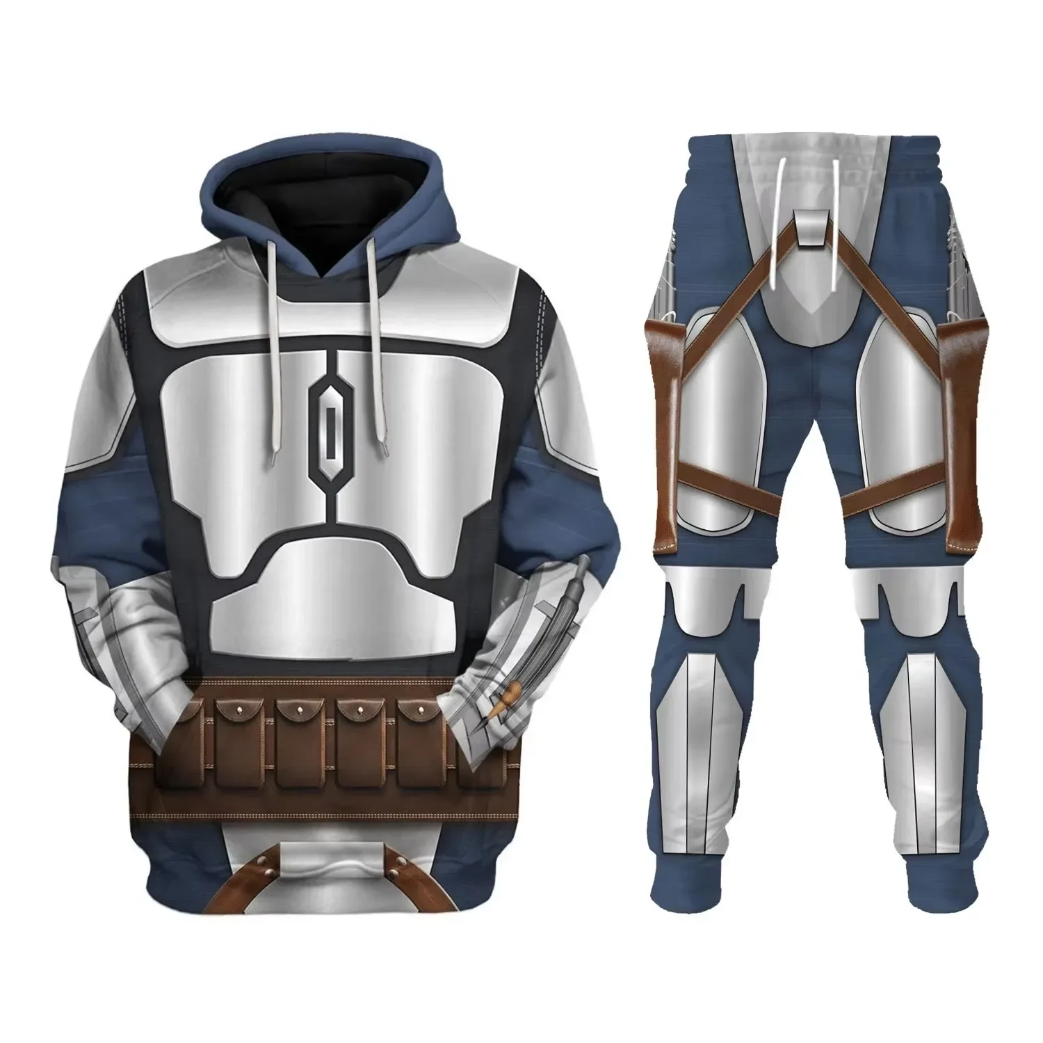 Winter Men's Sweatshirt Set Rider-Print Hooded Set Cosplay Men's Sweatshirt And Sweatpants Fashionable Two-Piece Set