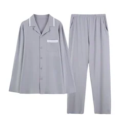 HKSH Autumn Winter Men Tide Long Sleeve Pants Bamboo Cotton Fiber Shirt Set Homewear Women Chic Ins Fashion Korean Style HK18652