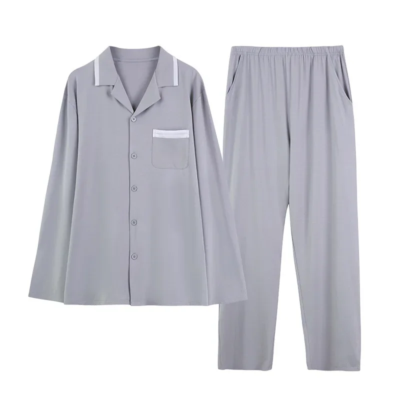 HKSH Autumn Winter Men Tide Long Sleeve Pants Bamboo Cotton Fiber Shirt Set Homewear Women Chic Ins Fashion Korean Style HK18652