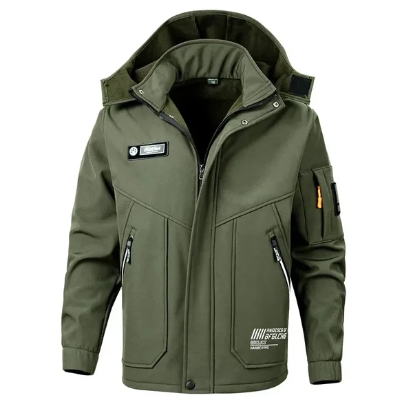 Men's Fce Lined Windproof Waterproof Winter Outdoor Climbing Warmth Assurance Inteated Jaet and Pants Workwear Set